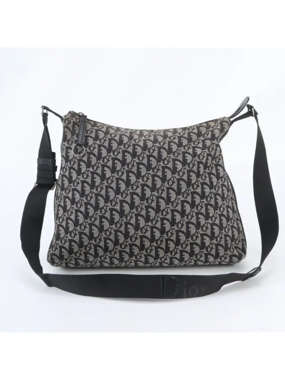 Dior Trotter Leather Shoulder Bag Crossbody Messenger Black